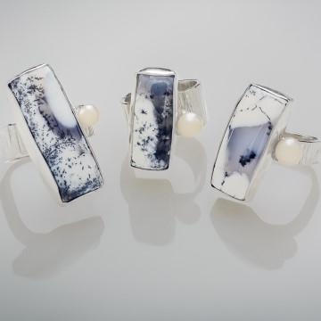 Jewelry, silver rings with blue stone.