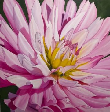 The image is a close-up photo of a flower, specifically a chrysanthemum or China aster. It is an indoor plant with colorful petals. The photo is related to Christine Tunnoch's art.