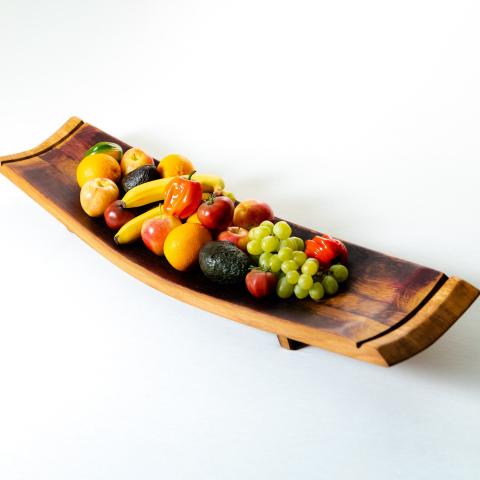 The Cosy Wood Company specializes in crafting serving platters from recycled wine barrels. Tags include fruit, food group, food, and wooden.