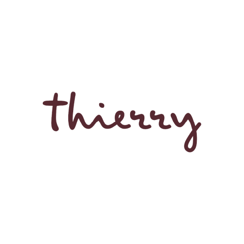 The image is about text related to Thierry chocolates, focusing on font, graphics, typography, and design.