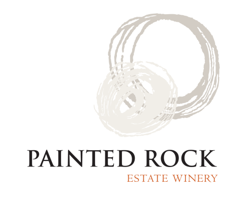 The image is a logo for Painted Rock Estate Winery. It features text in a circle design.
