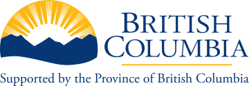 The image contains the logo and company name of the British Columbia government. The text displayed includes "BRITISH COLUMBIA" and mentions support from the Province of British Columbia. Tags associated with the image include text, graphics, font, graphic design, logo, and design.