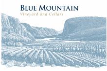 The image is a diagram featuring the Blue Mountain Vineyard and Cellars logo. It includes text and an illustration of a mountain.