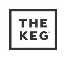 The image features the text "THE KEG" in a stylized font on a white background. It is related to The Keg restaurant.