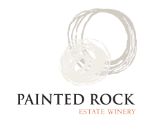 The image is a logo for Painted Rock Estate Winery. It features text in a circle design.