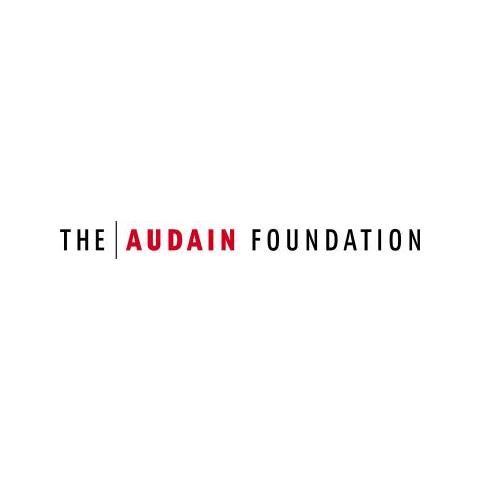 The image is a logo for The Audain Foundation, featuring the company name in a specific font and typography design.